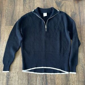 LIKE NEW Varley Cooper Textured Cotton Knit Stretch Quarter Zip Pullover Sweater
